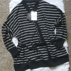 Who What Wear Black White Sweater Cardigan Size 1X NEW‎